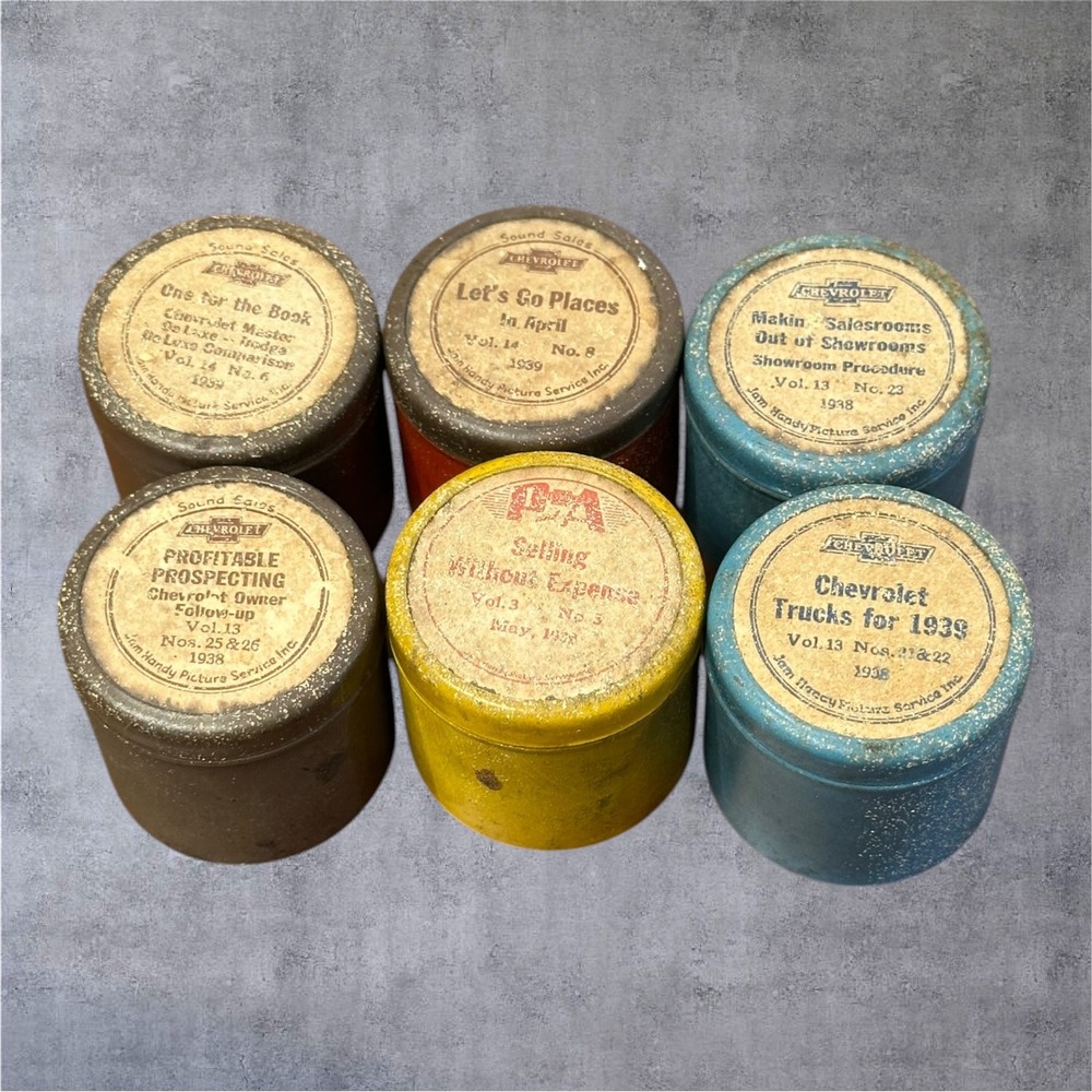 6 Vintage Chevrolet Filmstrips with Canisters 1938-1939 Multi Jam Handy